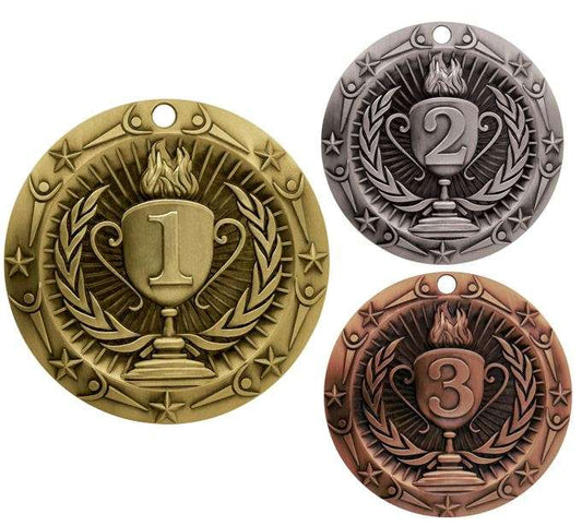 1st, 2nd, 3rd Place World Class Medal - Gold, Silver or Bronze | Engraved Place Medallion - 3 Inch Wide Decade Awards