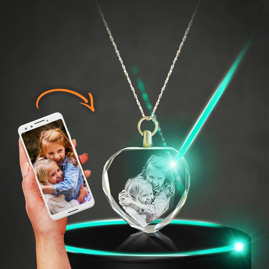 3D Crystal Necklace - 3D Crystal Custom Photo Gift Decade Awards