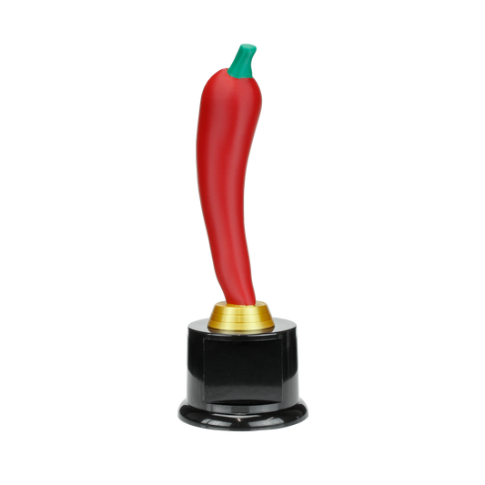 Personalized Red Chili Pepper Trophy | Chili Pepper Award on Round Base | 8 Inches Tall