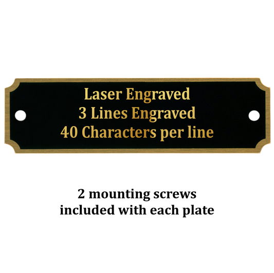 Perpetual Black Brass Plate | Bordered | Personalized Engraved Plate | 1 Inch x 3.25 Inch