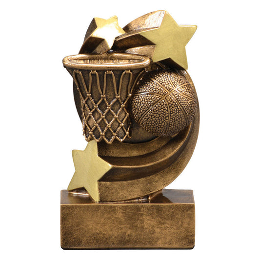 Basketball Star Swirl Trophy | Engraved Basketball Award - 5.25 Inch Tall Decade Awards