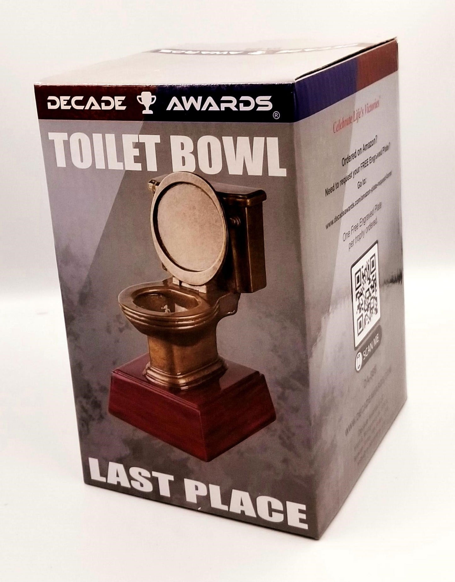 Gold Toilet Bowl Trophy, Poker | Engraved Last Place Card Game Award - 6 Inch Tall Decade Awards
- Custom box with fitted packaging