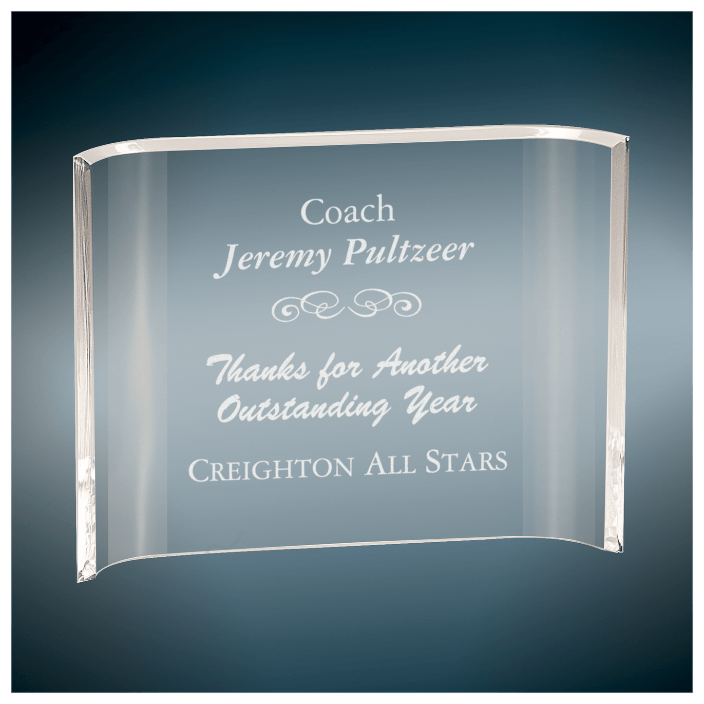Crescent Acrylic Trophy | Personalized Corporate Award | 6, 7, 8 or 10 Inches Wide
