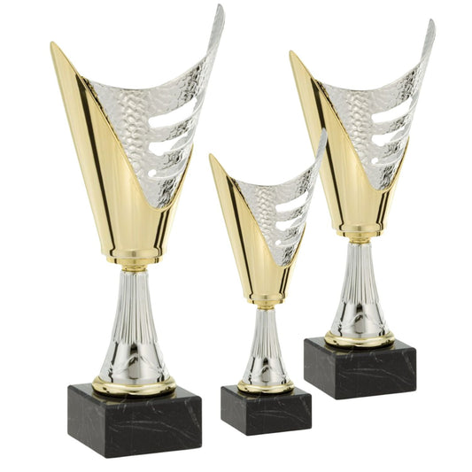 Gold and Silver Cup with Marble Base | Engraved Cup Award - 10.5, 13 or 15.5 Inch Tall - Decade Awards