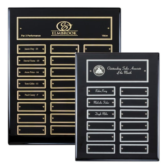 Perpetual Plaque | Ebony Piano-Finish Perpetual Plaque - 12 or 24 Plates Decade Awards