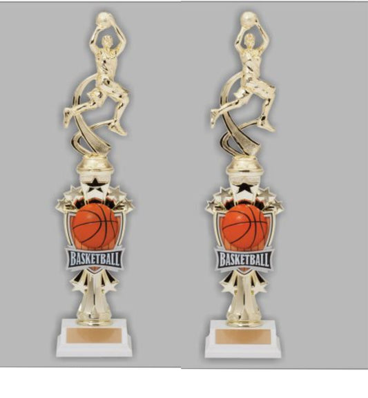 Basketball Sport Motion All Star Trophy, Female or Male - 14 Inch Tall Decade Awards