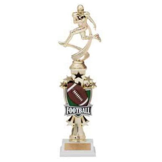 Football Sport Motion All Star Trophy | Engraved Football Column Award - 14 Inch Tall Decade Awards