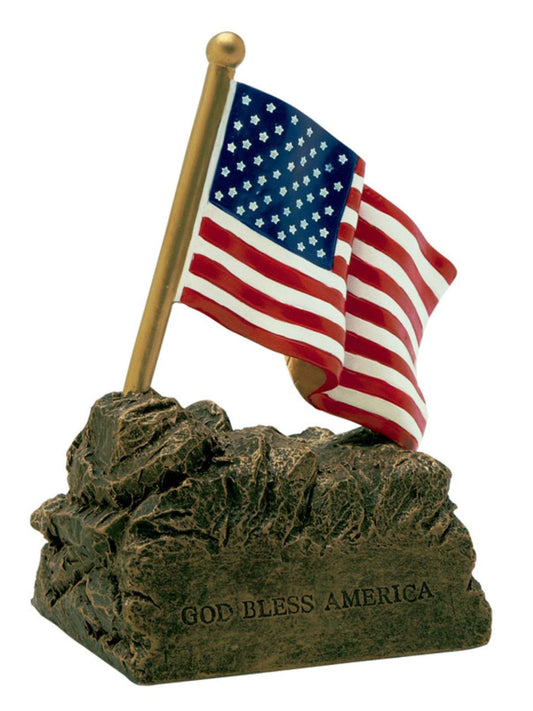 American Flag Color Resin Trophy | Engraved American Flag Award - 4 Inch Tall Decade Awards
