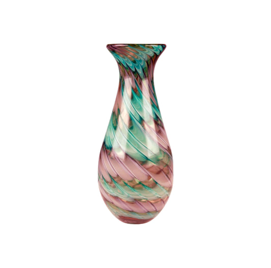 Art Glass Vase | Classically Shaped Artistic Vase with Engraved Black Piano Finish Base- 14.5 Inch Tall Decade Awards