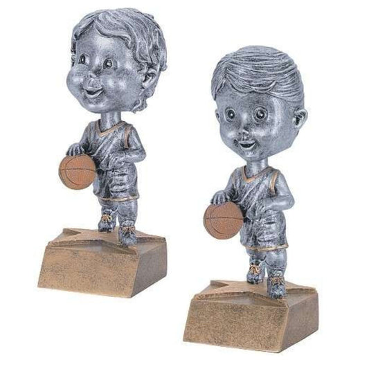 Basketball Pewter Bobblehead Trophy - Female / Male | Engraved Basketball Award - 6 Inch Tall Decade Awards