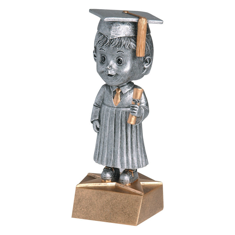 Personalized Graduate Trophy, Female or Male - Engraved Bobblehead Graduate Award - 6 Inch