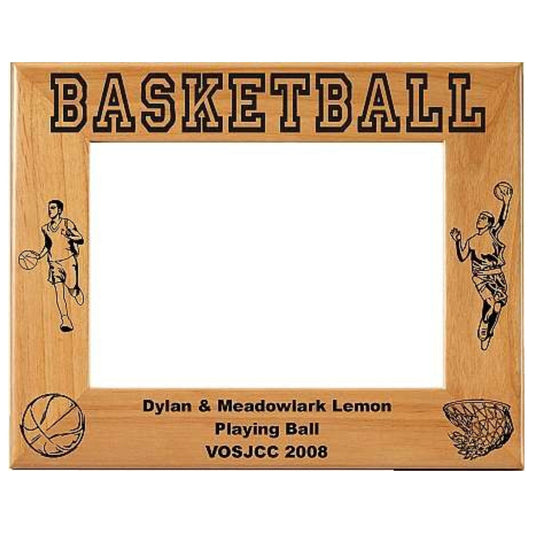 Basketball Picture Frame, Personalized - Male2 | Laser Engraved Wood Frame - 3 sizes Decade Awards