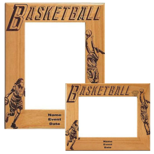 Basketball Picture Frame, Personalized - Female | Laser Engraved Wood Frame - 3 sizes Decade Awards