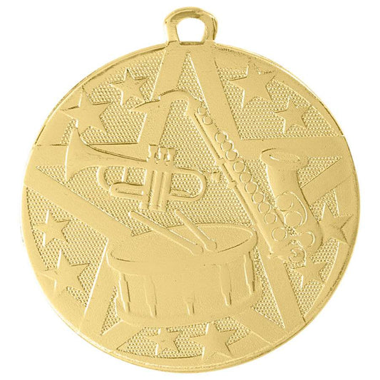 Band Superstar Medal - Gold | Engraved Superstar Band Medallion - 2 Inch Wide Decade Awards