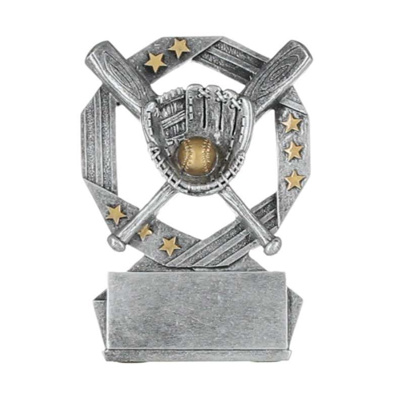 Baseball Hexa Star Trophy | Softball Award - Silver and Gold - 4.75" Decade Awards