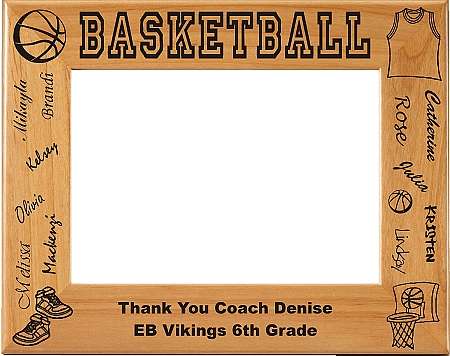 Basketball NAMES Picture Frame, Personalized | Laser Engraved Wood Frame - 3 Sizes Decade Awards