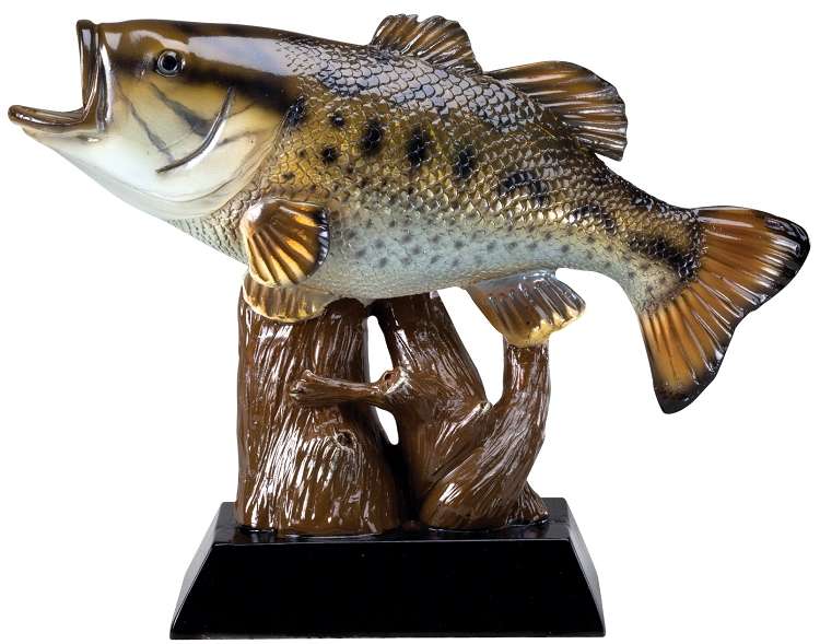 Bass Fish Resin Sculpture Trophy | Engraved Bass Fishing Award - 5.5 Inch Tall Decade Awards