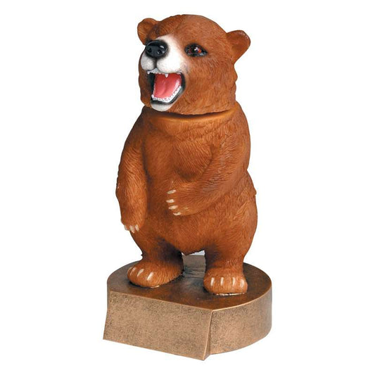 Bear Mascot Bobblehead Trophy | Engraved Grizzly Award - 6 Inch Tall Decade Awards