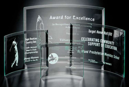 Belmont Crescent Corporate Award | Engraved Crystal Plaque - 7", 8", 9" or 10" Decade Awards