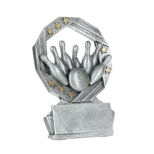 Bowling Hexa Star Trophy | Engraved Silver and Gold Bowling Tournament Award - 4.75 Inch Tall Decade Awards