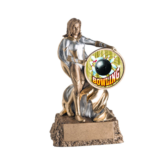 Bowling Valkyrie Trophy | Engraved Female Bowler Award - 6.75" Decade Awards