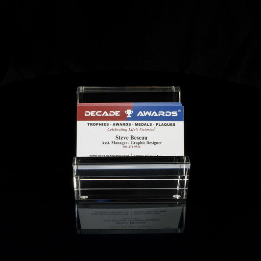 Business Card Holder - Kelsey | Engraved Crystal Business Card Holder - 3.5" x 2.5" Decade Awards