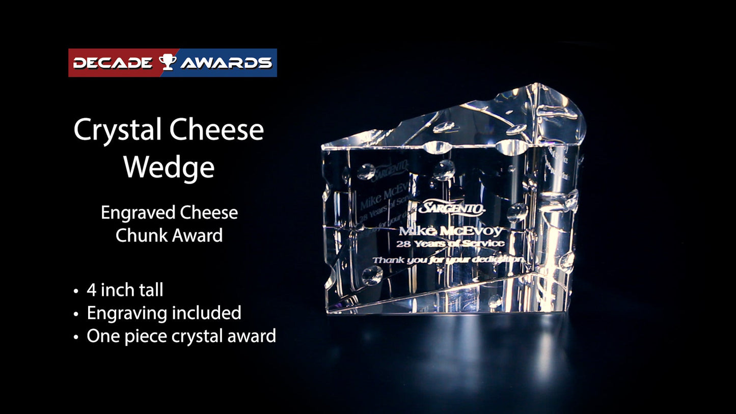 Big Cheese Crystal Corporate Award | Cheese Wedge Crystal Trophy - 4" x 5" Decade Awards