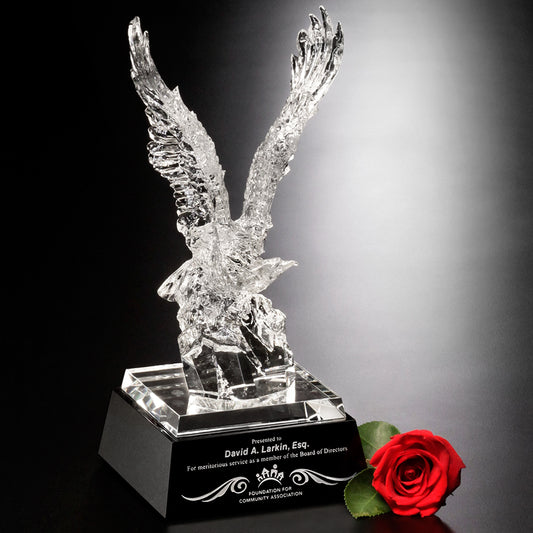 Journey Eagle Crystal Trophy | Personalized Corporate Award | 12 Inches Tall
