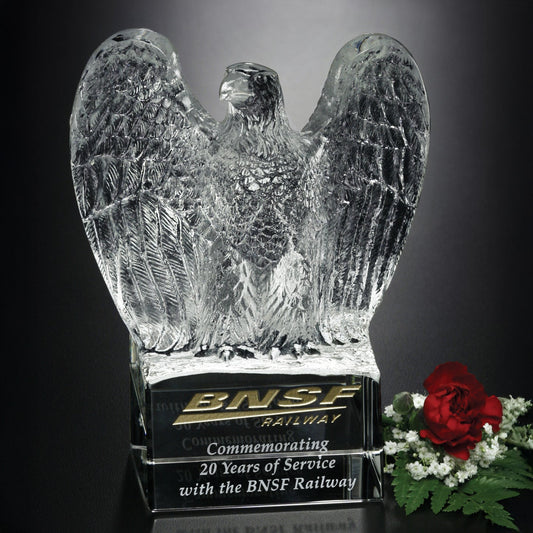 Golden Eagle Crystal Corporate Award | Engraved Crystal Eagle Award - 7" Tall Decade Awards