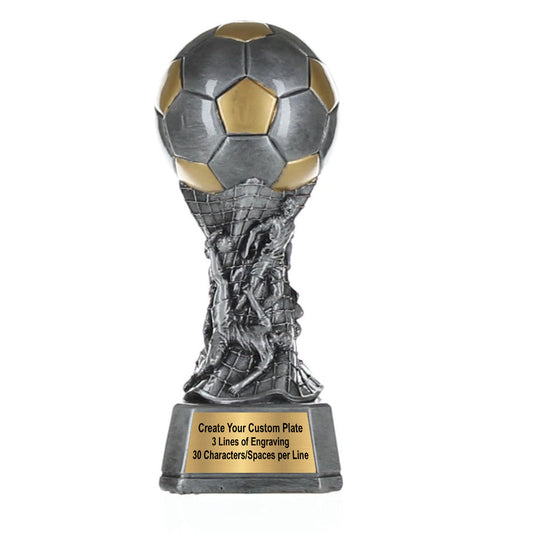 Soccer Team Tower Trophy | Engraved Soccer Award | Trofeo de Fútbol Grabado - 9 Inch Tall Decade Awards