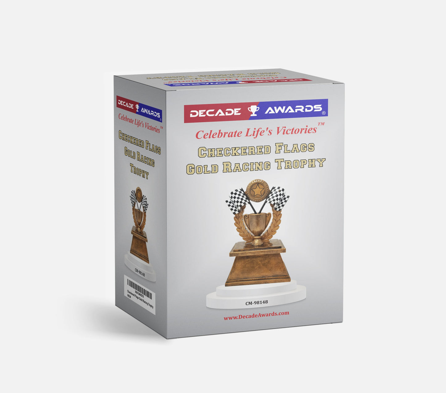 Personalized Racing Trophy with Checkered Flag Design – 7 Inch Custom Engraved Racing Award by Decade Awards