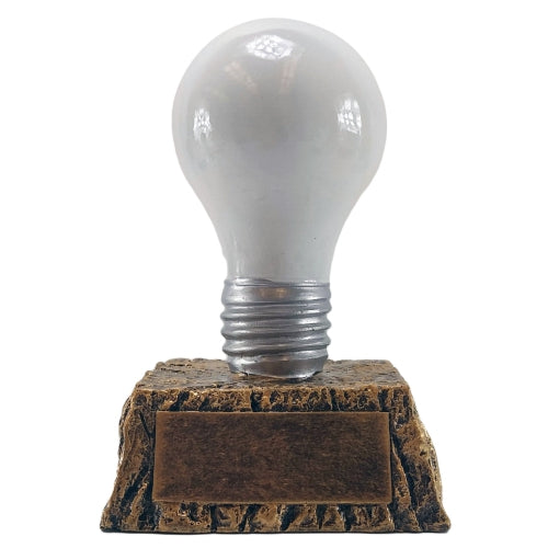 Light Bulb Trophy - White | Engraved Bright Idea Award - 6 Inch Tall Decade Awards