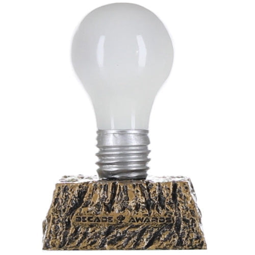 Light Bulb Trophy - White | Engraved Bright Idea Award - 6 Inch Tall Decade Awards