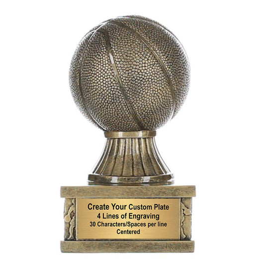 Personalized basketball trophy with free custom engraving 6 inch tall Action Pedestal Basketball Award by Decade Awards