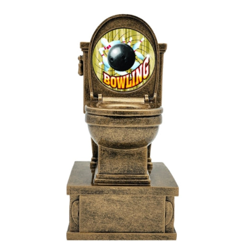Bowling Toilet Bowl Trophy, Action Pedestal | Toilet Action Pedestal Bowling Award - 7 Inch Tall Decade Awards