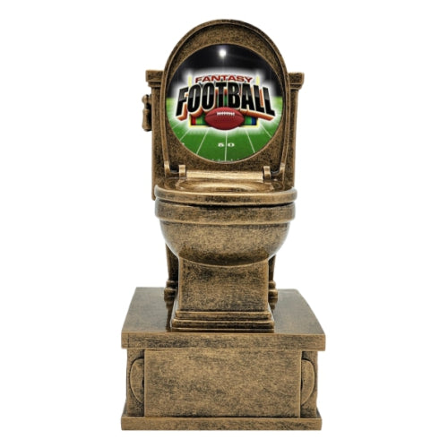FFL Toilet Bowl Trophy, Action Pedestal | Engraved Fantasy Football Toilet Award - 7 Inch Tall Decade Awards