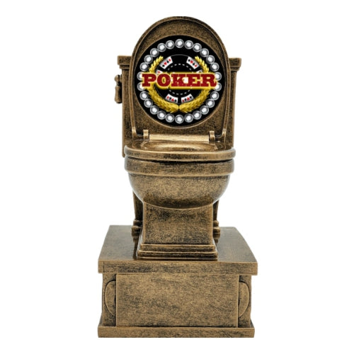 Poker Toilet Bowl Trophy, Action Pedestal | Engraved Poker Toilet Award - 7 Inch Tall
