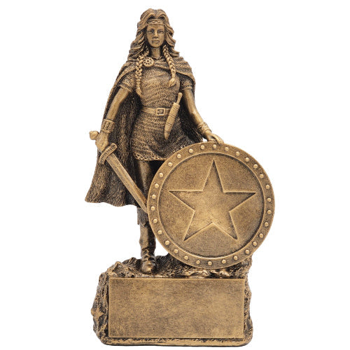 Female Champion Trophy, Gold | Engraved Warrior Woman Award - 6.75 Inch Tall Decade Awards