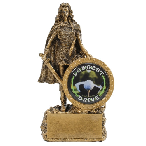 Female Champion Longest Drive Trophy - Golf | Engraved Woman Warrior Longest Drive - 6.75 Inch Tall Decade Awards