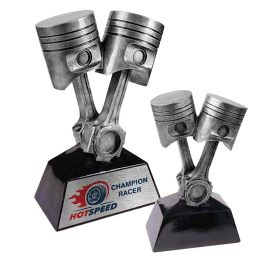Automotive Trophy, Silver Piston | Engraved Mechanic Award - 7 or 11 Inch Tall Decade Awards