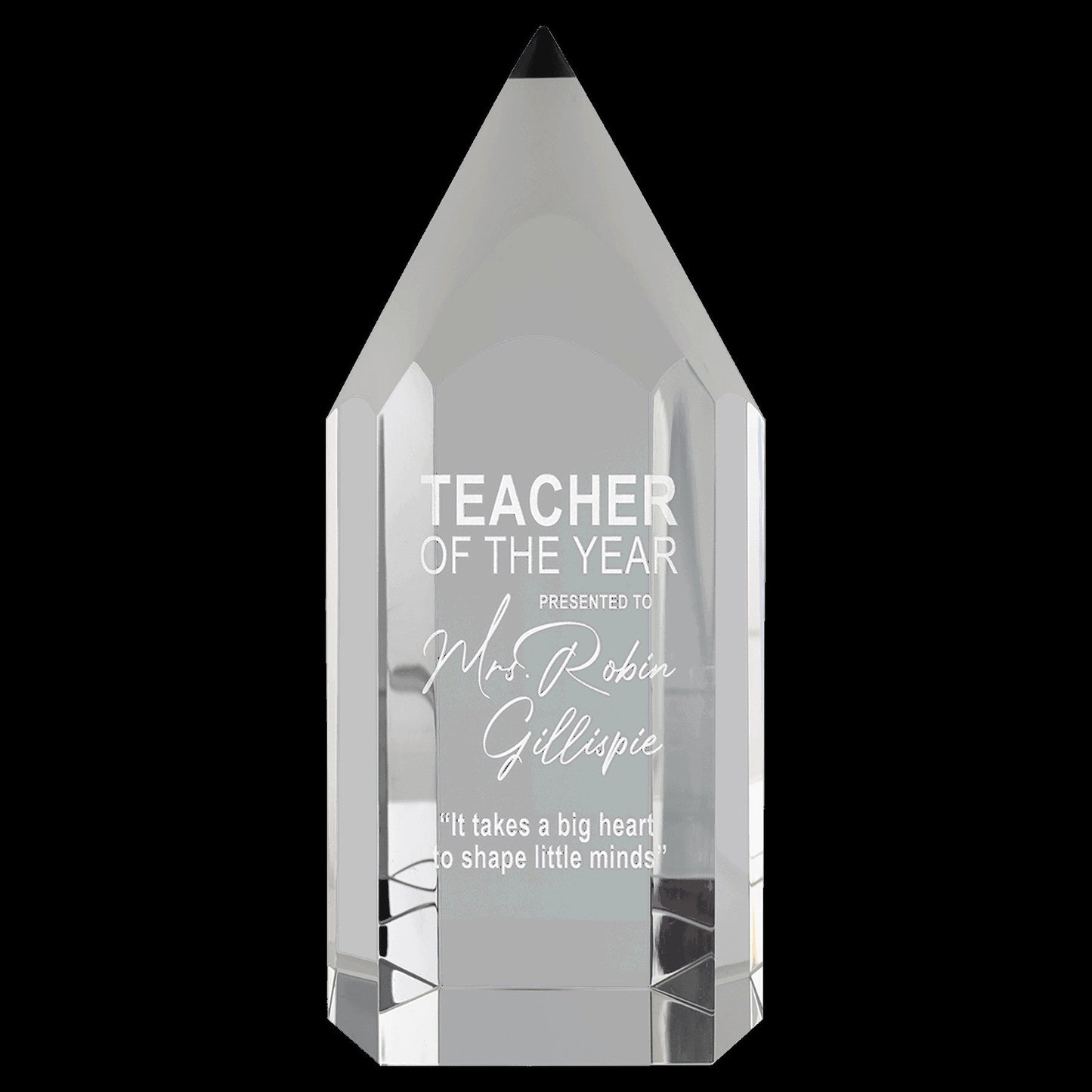 Crystal Pencil | Writing Award | Engraved Teacher Award - 7.75 Inch Tall Decade Awards