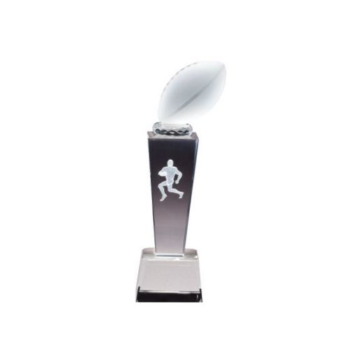 Football Crystal Trophy | Engraved Soccer Award - 8.75 Inch Tall Decade Awards