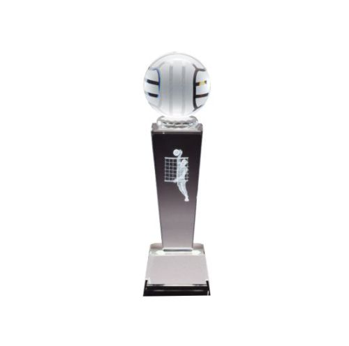 Volleyball Crystal Trophy - Male | Engraved Volleyball Award - 8.75 Inch Tall Decade Awards