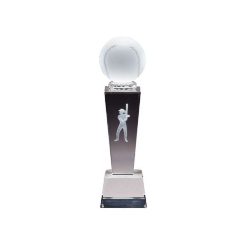 Softball Crystal Trophy | Engraved Softball Award - 8.75 Inch Tall Decade Awards