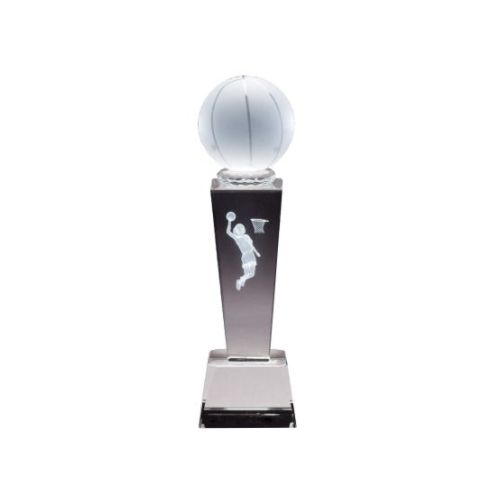 Basketball Crystal Trophy - Female | Engraved Basketball Award - 8.75 Inch Tall