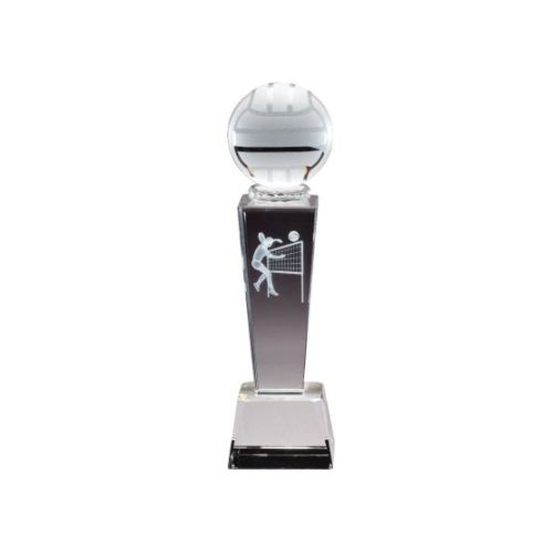 Volleyball Crystal Trophy - Female | Engraved Volleyball Award - 8.75 Inch Tall Decade Awards