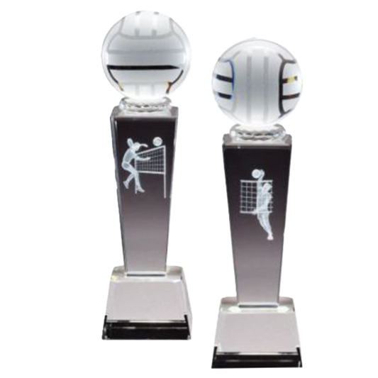 Volleyball Trophy | Female or Male | Personalized Crystal Volleyball Award | 8.75 Inches Tall