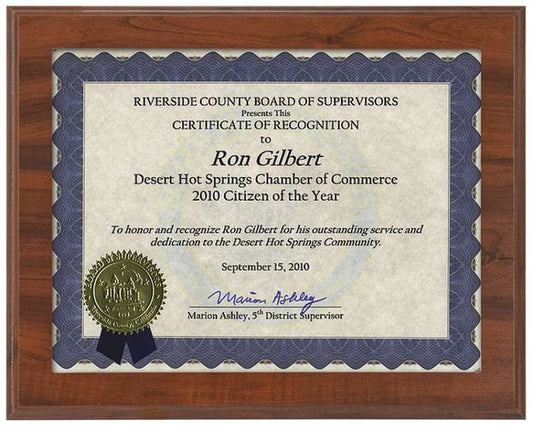 Certificate Holder / Frame - Cherry Finish - 10.5" x 13" Decade Awards