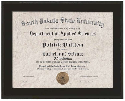 Certificate Holder / Frame - Matte Black Finish - 10.5" x 13" Decade Awards