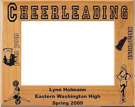 Cheerleading Picture Frame, Personalized | Laser Engraved Wood Frame - 3 sizes Decade Awards